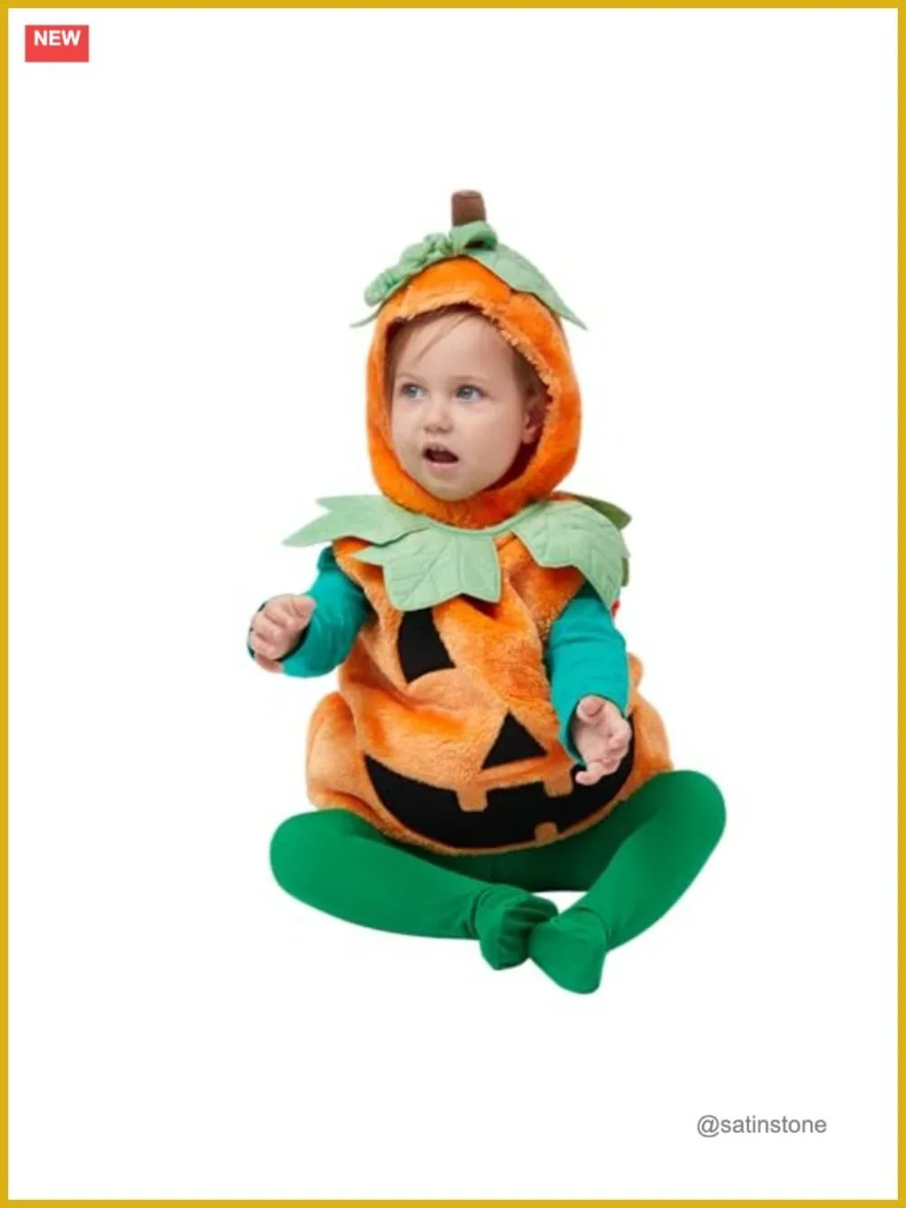 Toddler Pumpkin Halloween Costume with Hood Zipper Polyester